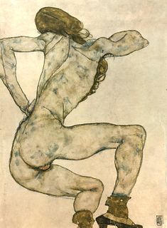 Egon Schiele (After)- Nude crouching