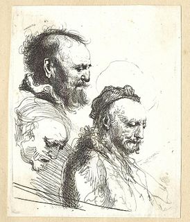 Rembrandt van Rijn - Three Studies of Old Men