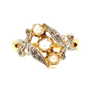 Â 18k Edwardian Diamond Pearl Ring