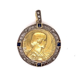 1920â€™s Platinum 18k Sapphire Virgin Mary