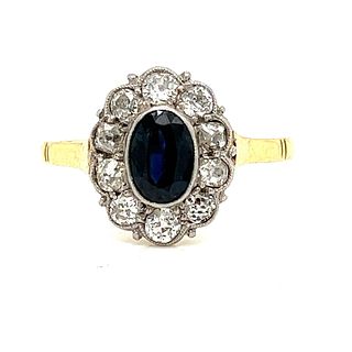 Art Deco Diamond Sapphire Rosetta Ring