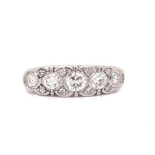 Art Deco Platinum 5 Diamond Ring