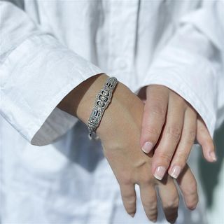 18k Platinum Art Deco Diamond Sapphire BraceletÂ 
