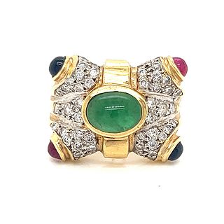 18k Diamond Emerald Sapphire Ruby RingÂ 