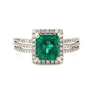 18k Emerald DiamondÂ  Engagement RingÂ 
