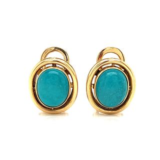 18k Turquoise Clip EarringsÂ 