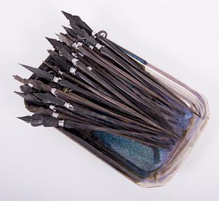 Wood and Metal Hair Sticks w/ Tray