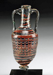 Rare Phoenician Core-Form Glass Amphoriskos