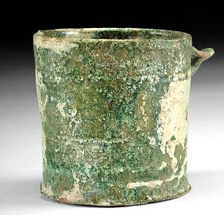 Chinese Han Dynasty Glazed Pottery Handled Vessel
