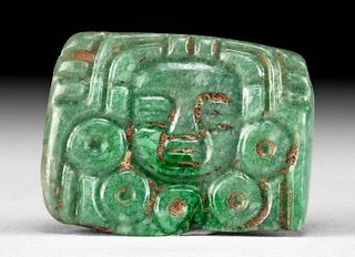 Superb Maya Apple Green Jade Pendant of a Lord