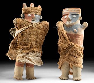Chancay Polychrome Figures Male + Female, TL Tested