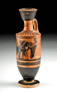 Greek Attic Black-Figure Lekythos - Horse + 4 Youths