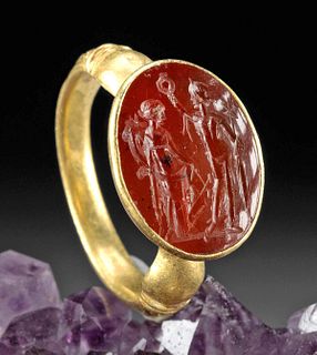 Gold Ring w/ Roman Carnelian Intaglio