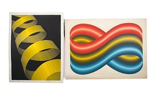 Two Serigraphs by Roy Ahlgren, Ascension and Mobius
