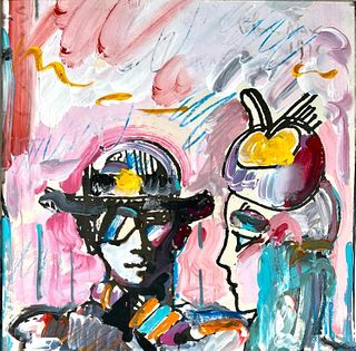 Peter Max Acrylic on Paper, Zero and Girlfriend