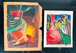 Two William Sommer Drawings, Modernist Still Lifes
