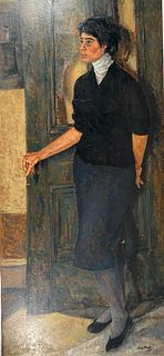 Daniel J. Forst Oil, Portrait, Girl in Doorway