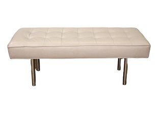 Leather and Chrome Upholstered Bench