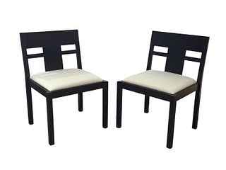 Pair of A. Sibau Ebonized Side Chairs