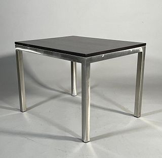 Ebonized Wood and Chrome Occasional Table, Contemporary 