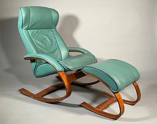 Hjellegjerde Group Norway Leather Lounge Chair and Ottoman