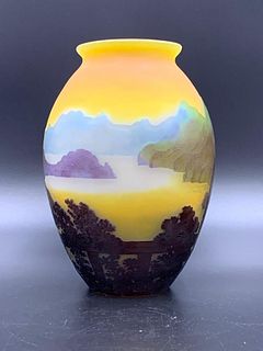 Galle Cameo Glass Scenic Vase