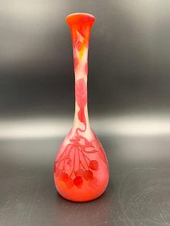 Galle Cameo Glass Vase, Pendant Berries