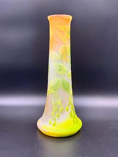 Galle Cameo Glass Vase, Maple Leaf