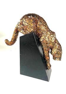 Welded Metal Figure of a Jaguar, Contemporary