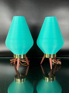 Pair Mid Century Style Tripod Table Lamps