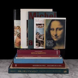 Libros sobre Leonardo Da Vinci, Miguel Ángel y Rafael. Michelangelo the complete Sculpture, Painting, Architecture. Piezas: 13.