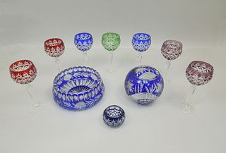 Bohemian Style Crystal Tableware, 10 Pieces.
