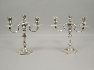 Pair of English Silver Candelabra, William Comyns & Sons.