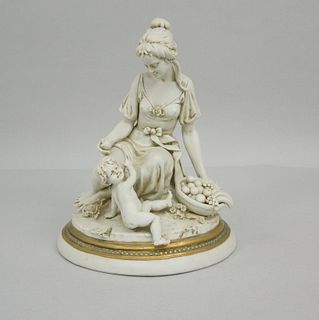 Luigi Benacchio Ceramic Figure, Woman with Cherub.