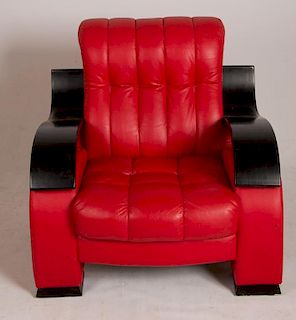 Mid-Century Red Leather Armchair