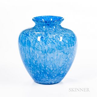 Steuben Blue Cluthra Glass Vase