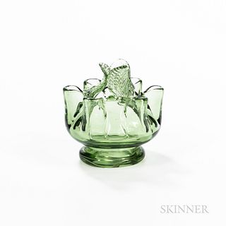 Steuben Green Glass Flower Block