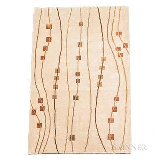 Art Deco-style Wool and Silk Area Rug