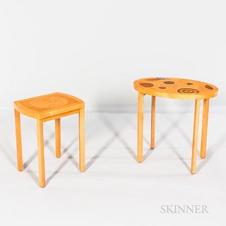 Two Baker Furniture Marquetry Nesting Tables