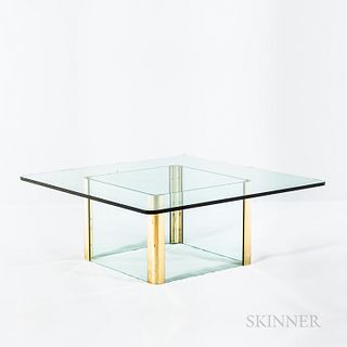Brass and Glass Coffee Table Attributed to Leon Rosen for Pace Collection