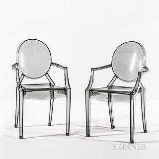 Pair of Louis Ghost-style Chairs after Philippe Starck