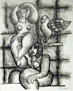 Fernand Leger, Acrobats & Parrot, Graphite on Paper, Signed & Dated