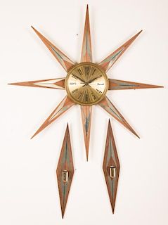 Welby Starburst Wall Clock w/ Two (2) Sconces