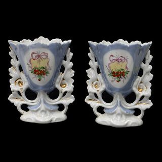 Pair Continental Porcelain Vases, Late 19th/Early 20th Century