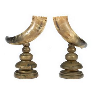 Pair Victorian Horns