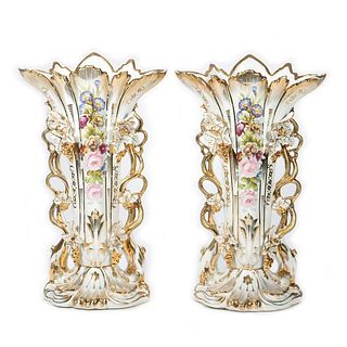 Pair Dresden Style Vases, Late 19th/Early 20th Century