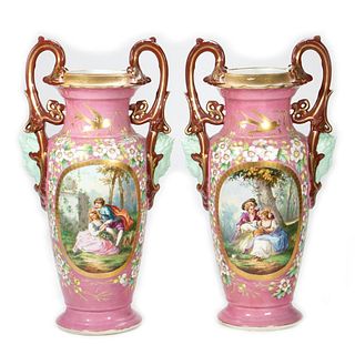 Pair Bohemian Porcelain Vases