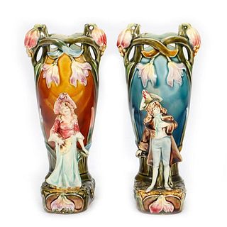 Pair of Art Nouveau Style Figural Vases