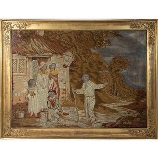 Victorian Wool Work and Embroidered Picture