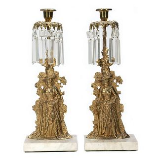 Pair Victorian Gilt Figural Candlesticks